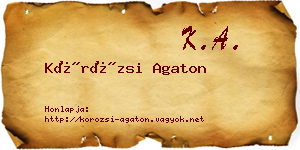 Körözsi Agaton névjegykártya